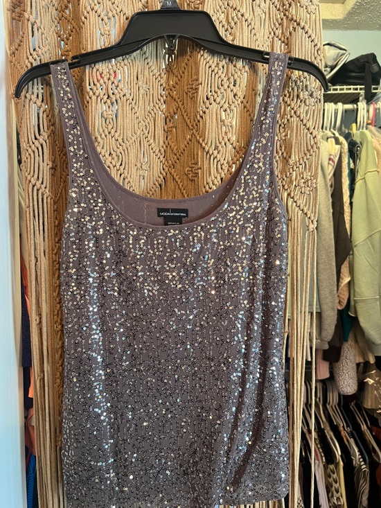 Moda International Tops - Moda International Sequin Tank Top - Taupe
